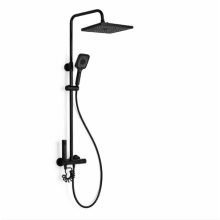 Fekete Esőztetős Zuhanyszett – Kézi Zuhannyal, Termosztátos Csapteleppel